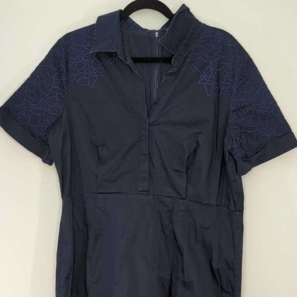 Bradgley Mischka Navy Embroidered Floral Sheath‎ Dress - Picture 4 of 13